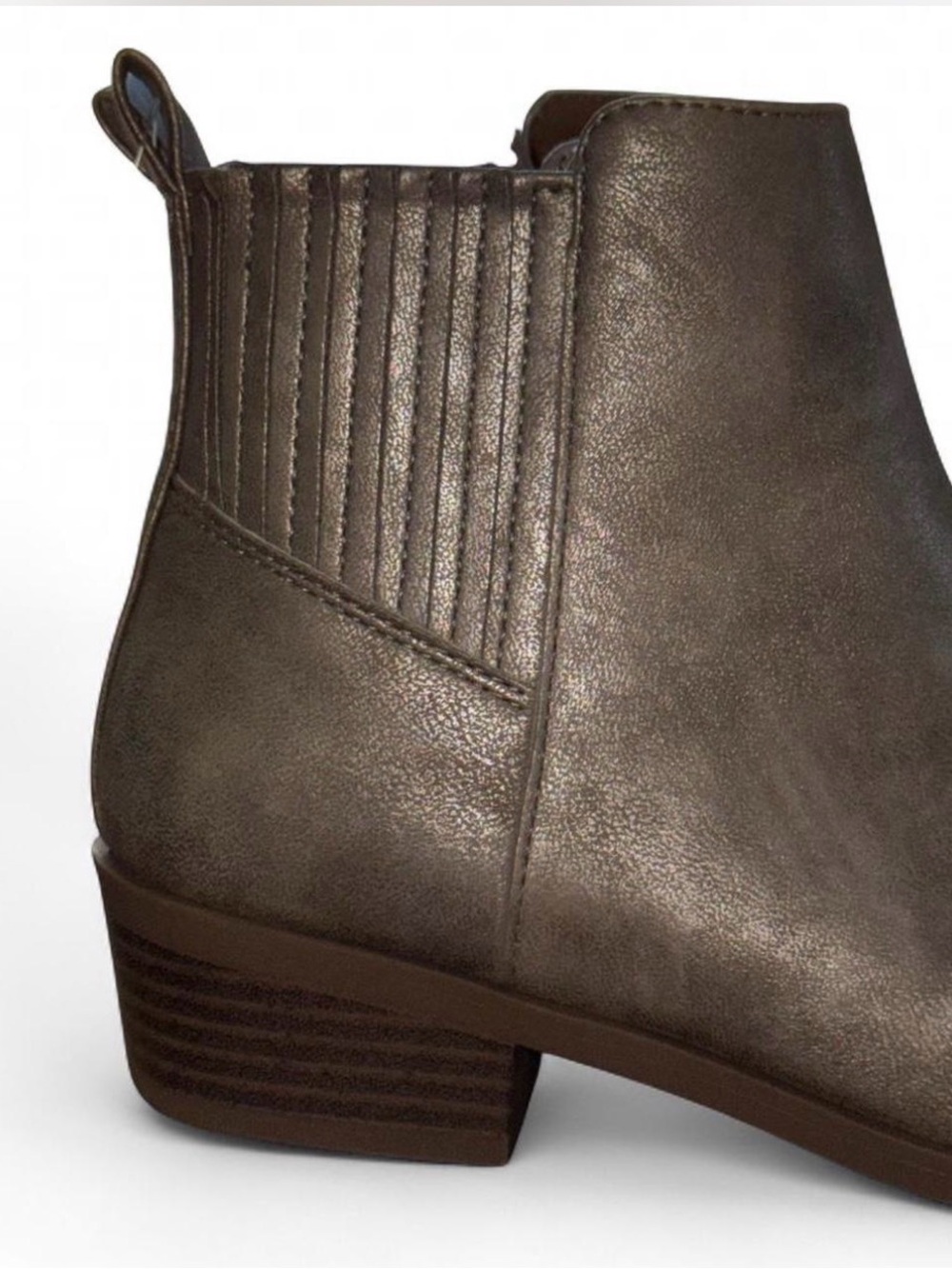 NWT Wonder Nation Girls Metallic Taupe Chelsea Ankle Boots Size 3 - Picture 2 of 10